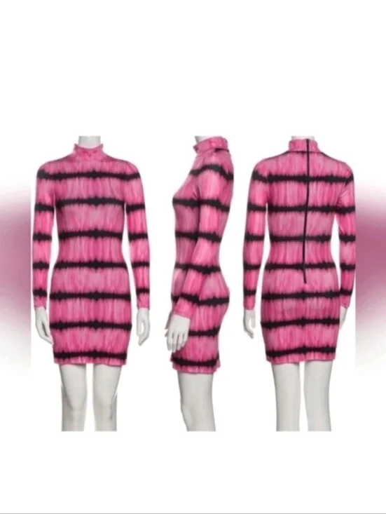 ALICE + OLIVIA Delora Tie Dye Mock Neck Mini Dress Size 4 - Picture 10 of 11